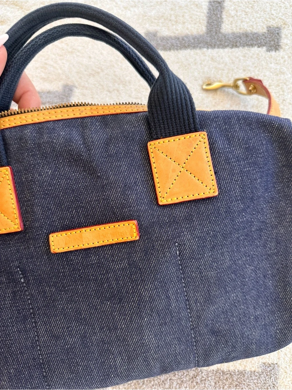 Vintage Navy Denim Crossbody Bag Dooney